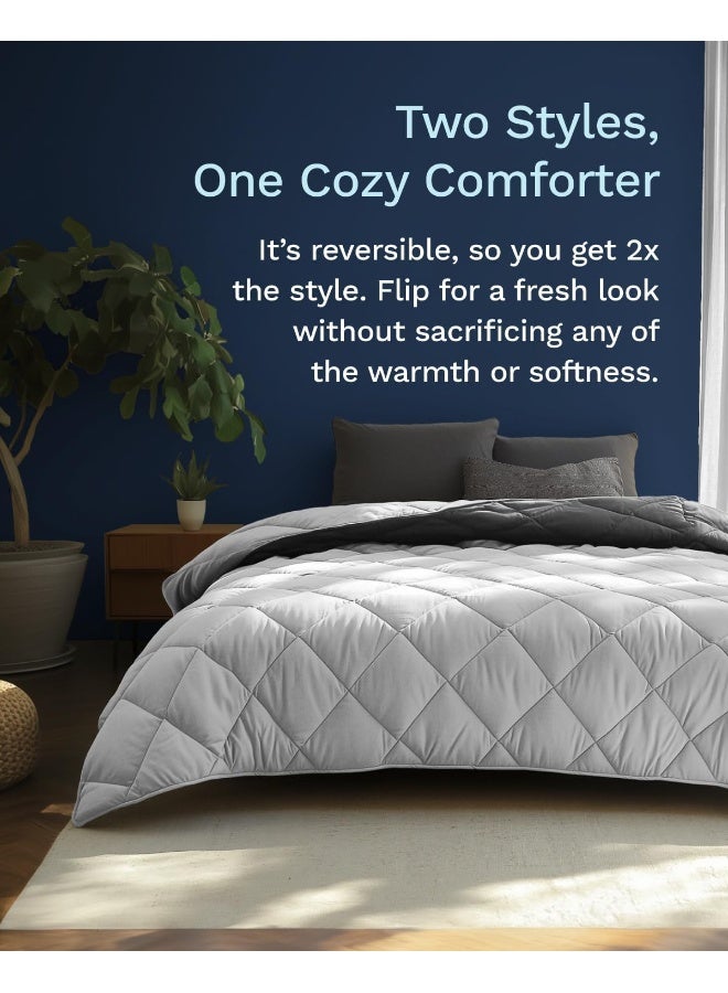 ViscoSoft ViscoSoft Down Alternative Comforter King/Cal King Size - All Seasons Breathable Premium Reversible Soft Microfiber Gray Duvet California King Cover Insert  - Image 2