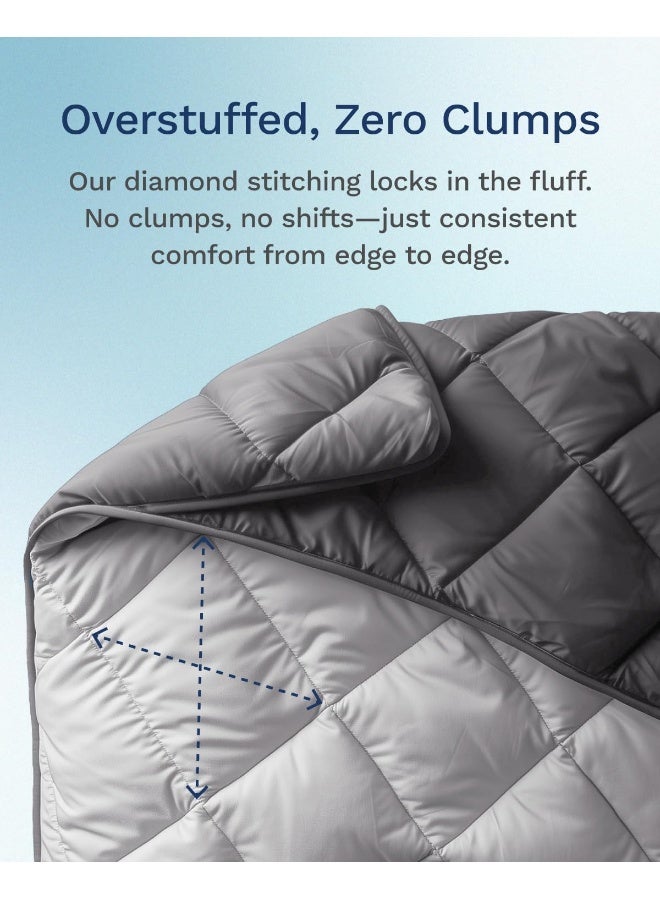 ViscoSoft ViscoSoft Down Alternative Comforter King/Cal King Size - All Seasons Breathable Premium Reversible Soft Microfiber Gray Duvet California King Cover Insert  - Image 4