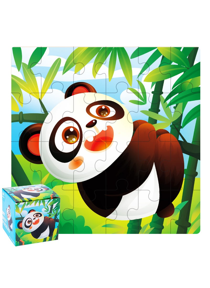 Generic - 24pcs Wooden Kids Puzzle Early Education Cartoon Animals Panda - Image 1