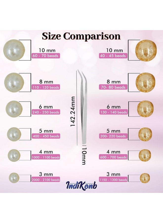 INDIKONB - 6200 Half Cut Pearls For Jewellery Making Craft, Round Flat Back Pastable Acrylic Pearls For Art, Craft, Scrapbooking, Decoration - Image 1