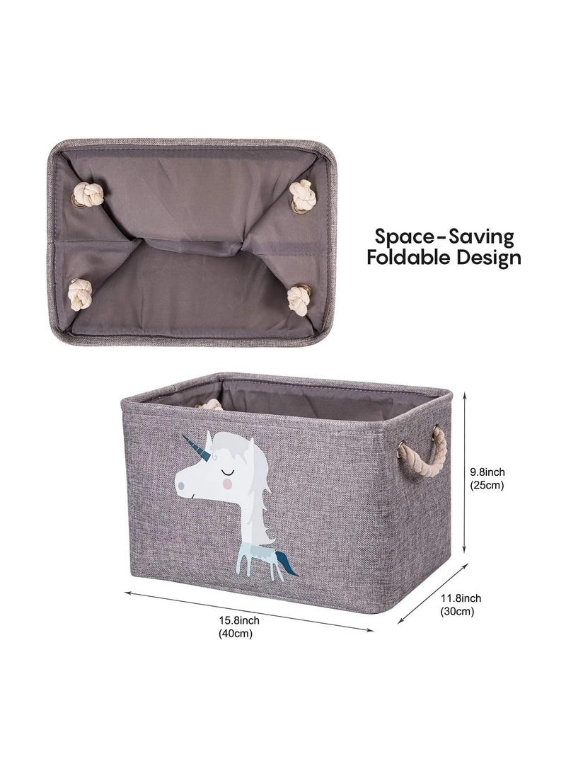 VIO Foldable Cloth Basket Organizer Soft Fabric Storage Bag for Baby Supplies Clothes Nappies Diapers Milk Wipes Creams Washable Canvas Storage Bin for Toys Books Rattles Blocks Assorted  - Image 5