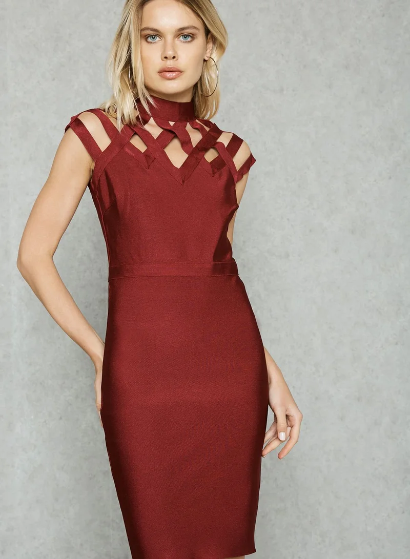 Wow couture High Neck Strappy Bodycon Dress