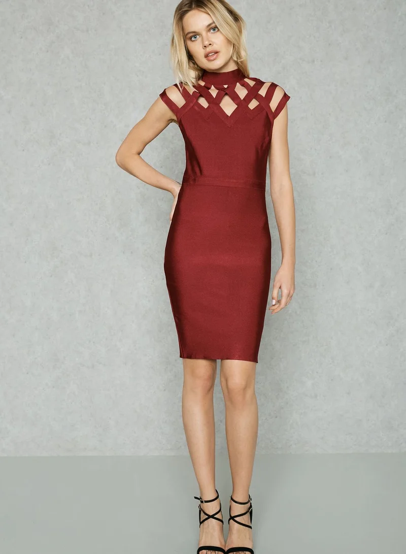 Wow couture High Neck Strappy Bodycon Dress