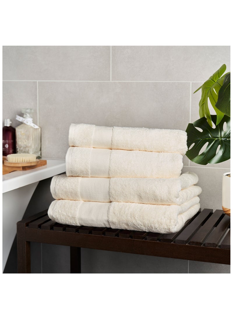 Aten Homeware - ATEN Homeware Supreme Egyptian Cotton Bath Towel Set – 4 Piece Set with 2 Large Bath Towels & 2 Hand Towels, Ultra Soft, Highly Absorbent, OEKO-TEX Certified, Made in Egypt - (Colour: Cream) - 4 PIECES - Image 1