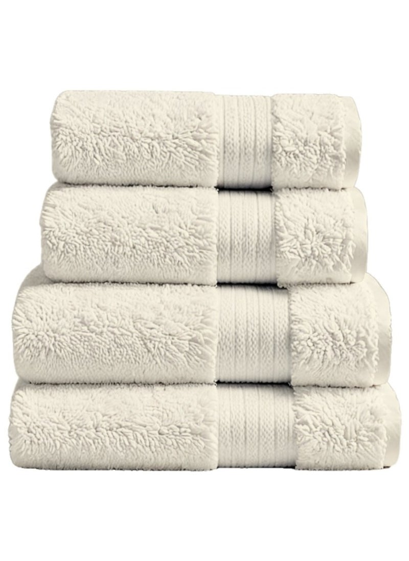 Aten Homeware - ATEN Homeware Supreme Egyptian Cotton Bath Towel Set – 4 Piece Set with 2 Large Bath Towels & 2 Hand Towels, Ultra Soft, Highly Absorbent, OEKO-TEX Certified, Made in Egypt - (Colour: Cream) - 4 PIECES - Image 1