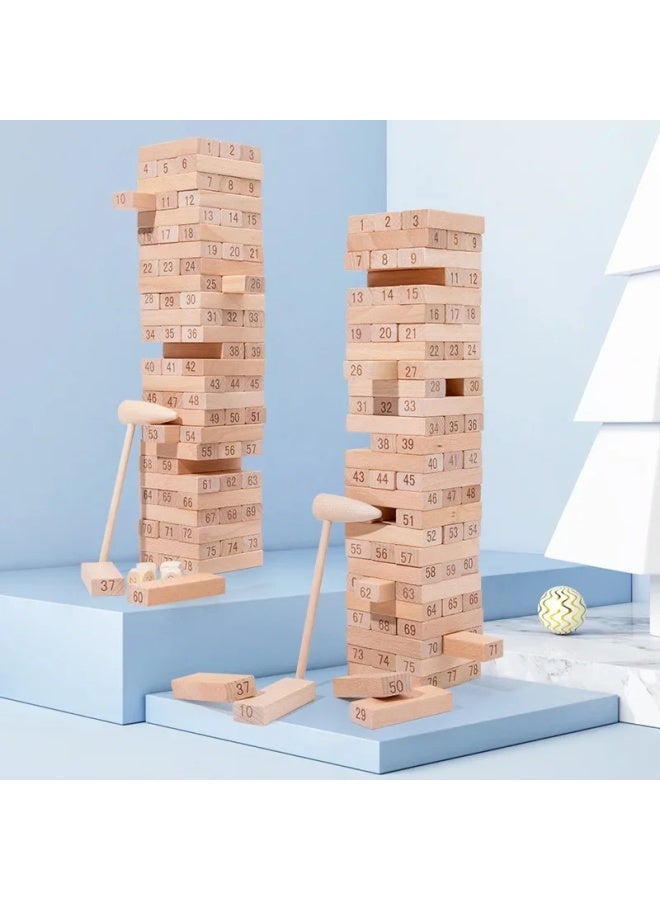 Stacking Blocks Tower Building Balance Educational Parent-Child Game Adult Table Game High Stacking Intelligence Toys-Color:60 Pure Digital [general] [barrel]]-Specifications:29*29*7.5cm