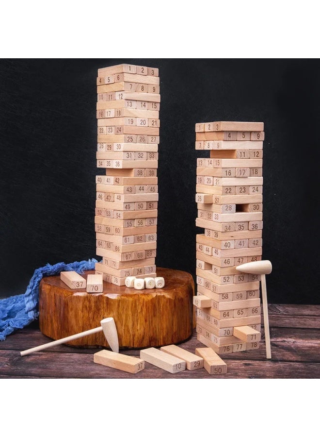 Stacking Blocks Tower Building Balance Educational Parent-Child Game Adult Table Game High Stacking Intelligence Toys-Color:60 Pure Digital [general] [barrel]]-Specifications:29*29*7.5cm
