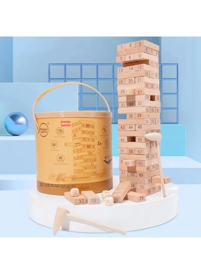 Stacking Blocks Tower Building Balance Educational Parent-Child Game Adult Table Game High Stacking Intelligence Toys-Color:60 Pure Digital [general] [barrel]]-Specifications:29*29*7.5cm