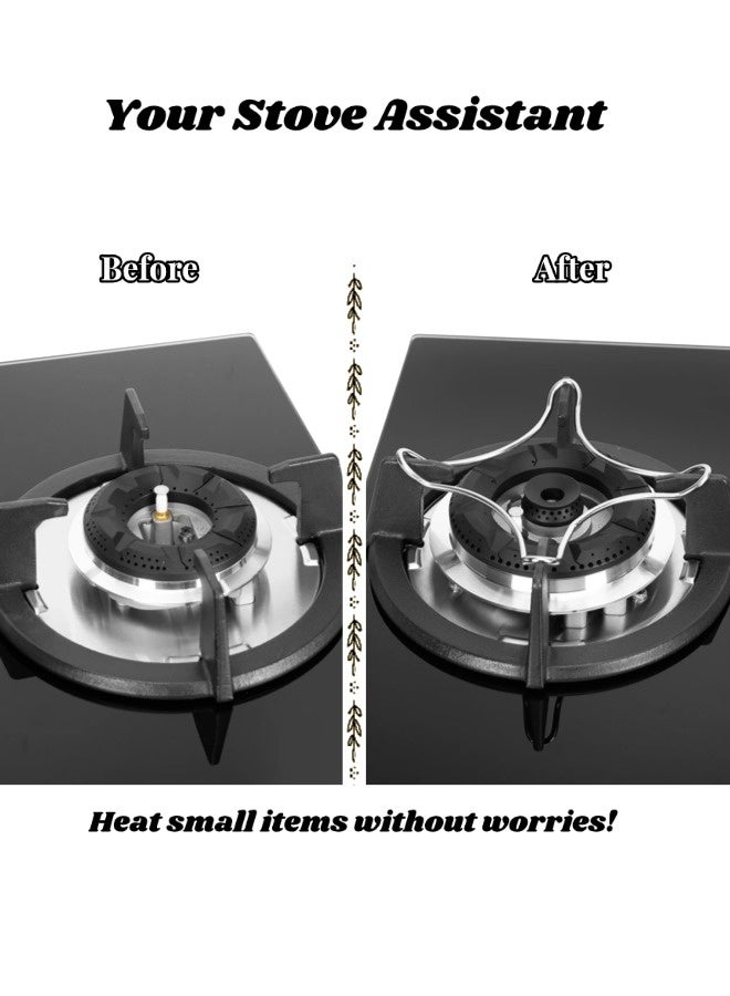 شيبشيب مجموعة مكونة من قطعتين من دعامة موقد الغاز المصنوعة من الفولاذ المقاوم للصدأ، حلقة تقليل فتحة الموقد لطهي آمن، مناسبة لمواقد المطبخ والمقالي وأواني الحليب وأباريق القهوة - Image 3