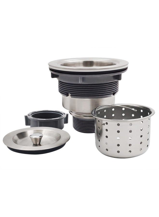 GZILA 3-1/2-Inch Kitchen Sink Drain Strainer Assembly Kit, Deep Waste Basket Strainer with Sealing Lid Sink Stopper, 304 Stainless Steel Brushed Nickel - Image 1