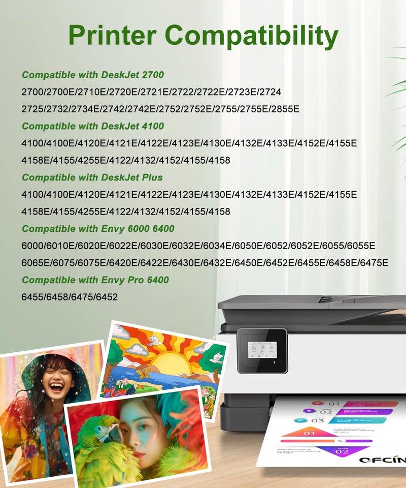 OFCINK 67 Ink Cartridges Black/Color Combo Pack Replacement for HP Ink 67 HP 67XL Ink Works for HP DeskJet 2855e 2827e 2800e 4255e 2755e 2700 4155e 4227e 2700e 2734e 2852e Envy 6055e 6000 6400 6455e Printer - Image 2