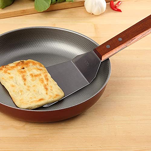 TASKHOUSE Turner Spatula Solid Stainless Steel Griddle with Wooden Handle Heavy Duty Grill Spatula for Smash Burgers, Pancakes (Big+Small) - Image 3
