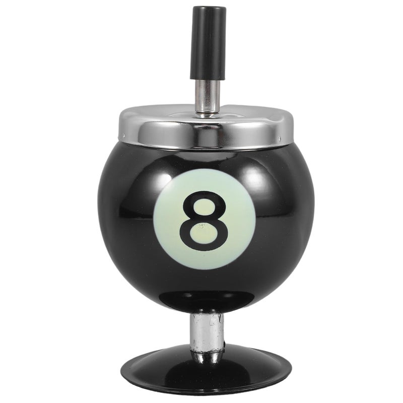 Metal Billiards Ashtray with Lid Sealable Indoor Decorative Ash Holder Black - Image 2