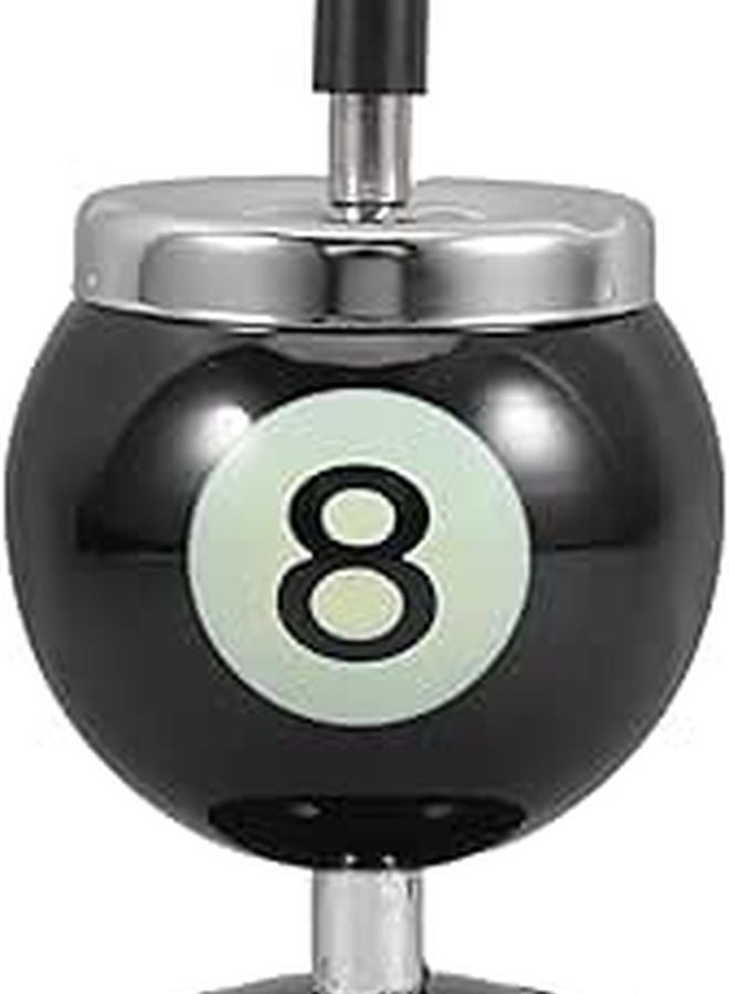 Metal Billiards Ashtray with Lid Sealable Indoor Decorative Ash Holder Black - Image 1