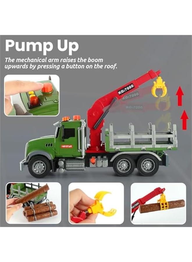 Logging Truck Toys for Kids 15 Large Timber Truck with Loading Crane and 6 Trunks Farm Toys Vehicle Playset Toy for Boys Ages 3 4 5 6  - Image 4