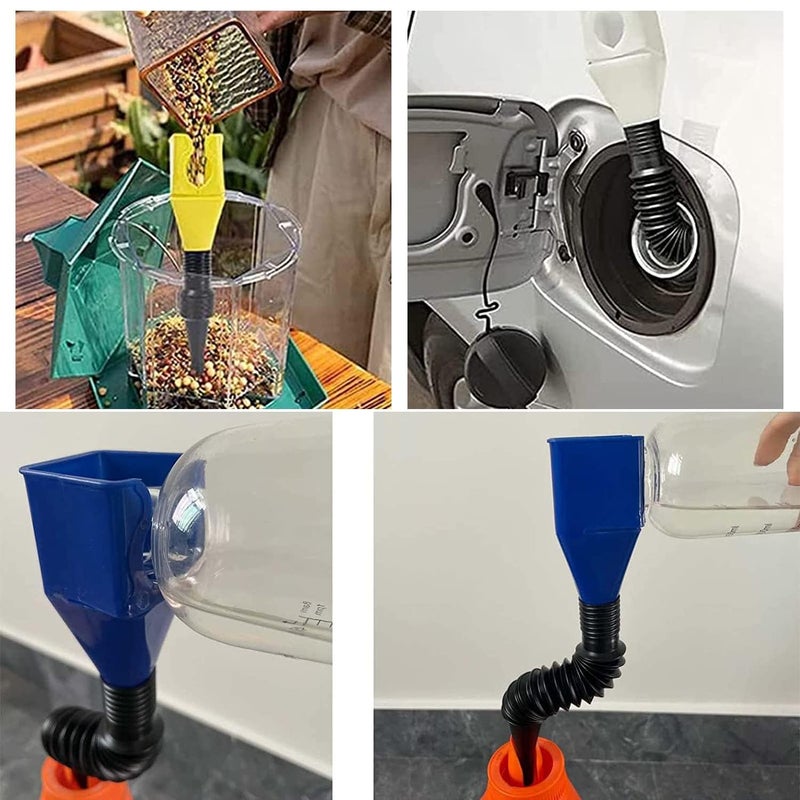ZUGAD Flexible Draining Tool Snap FunnelFlexible Draining Oil Snap Plastic FunnelSpillFreeUniversal HandFreefor Automotive Oil and Household Uses 1pc Multi - Image 4