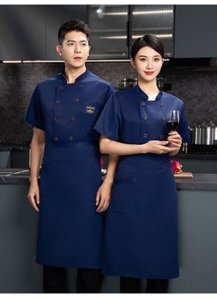 NIBEMINENT Chef Uniform Short Sleeve Summer Women's Dining Kitchen Work Wear Clothing Cake Shop Baker Chef Overalls  - Image 1