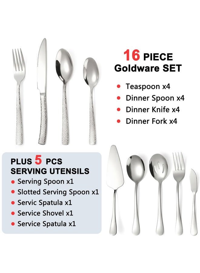X-zrew Silverware Set with Serving Utensils Stainless Steel Flatware Set for 4 Cutlery Utensil Sets Includes Forks Spoons Knives for Home Restaurant Hotel - Image 2