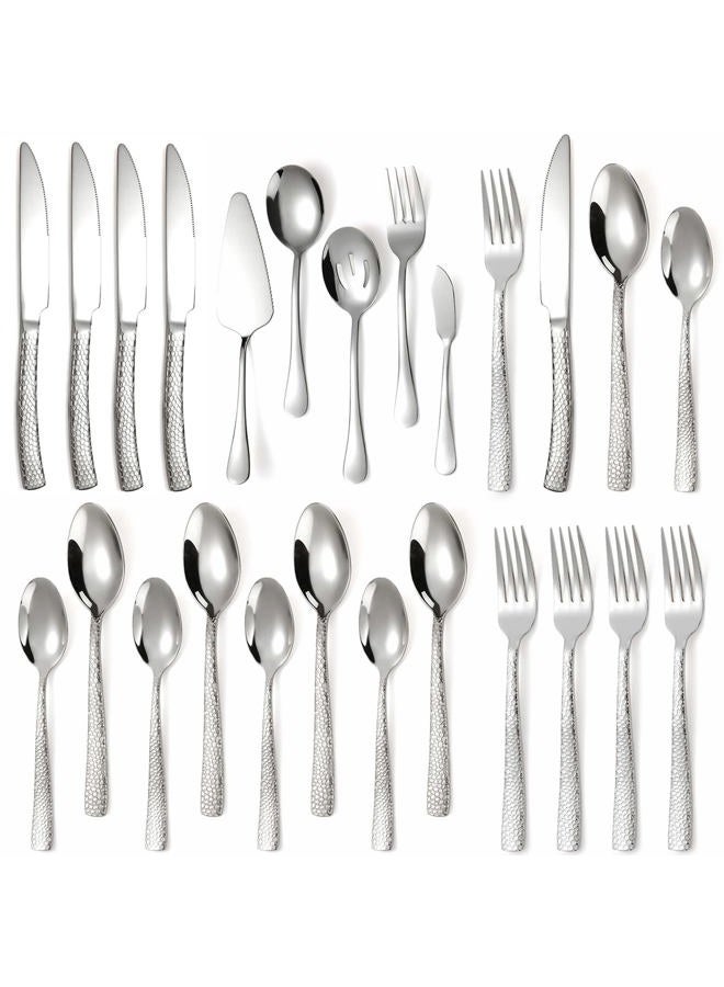 X-zrew Silverware Set with Serving Utensils Stainless Steel Flatware Set for 4 Cutlery Utensil Sets Includes Forks Spoons Knives for Home Restaurant Hotel - Image 1
