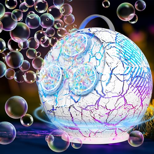 Weilim Bubble Machine Automatic Bubble Blower for Kids Toddlers Rechargeable Portable Spherical LED Bubble Maker Electric Auto Rotating 45360 Outdoor Toy for Easter and Birthday Gift Party Wedding - Image 1