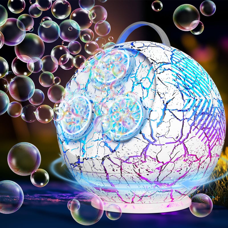 Weilim Bubble Machine Automatic Bubble Blower for Kids Toddlers Rechargeable Portable Spherical LED Bubble Maker Electric Auto Rotating 45360 Outdoor Toy for Easter and Birthday Gift Party Wedding - Image 3