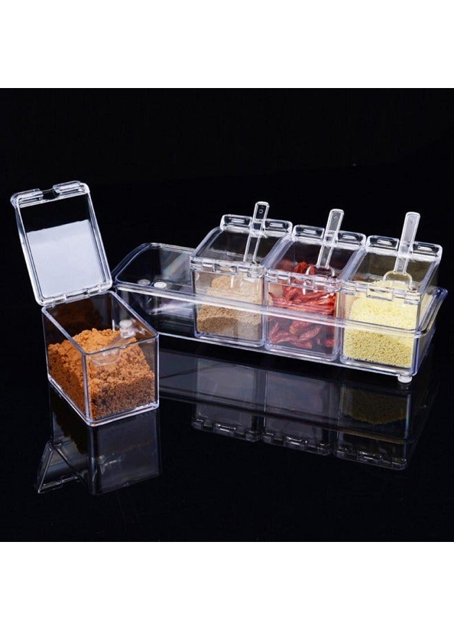 Acrylic Seasoning Set - Kitchen Seasoning Spice Bowl - 4-piece Acrylic Seasoning Set With Acrylic Spoons - You Can Use It For Condiments, Sugar And Tea - Image 4