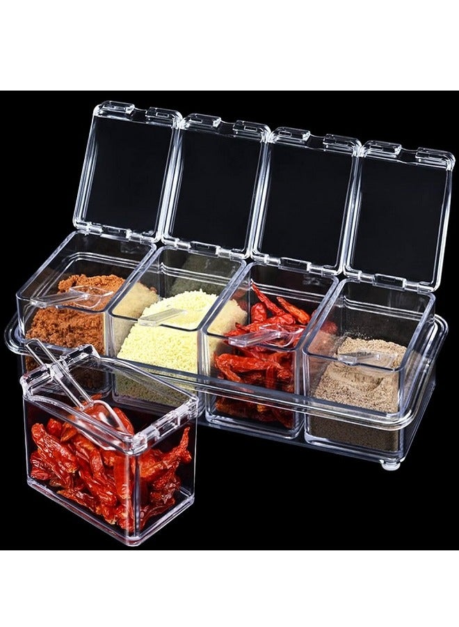 Acrylic Seasoning Set - Kitchen Seasoning Spice Bowl - 4-piece Acrylic Seasoning Set With Acrylic Spoons - You Can Use It For Condiments, Sugar And Tea - Image 3