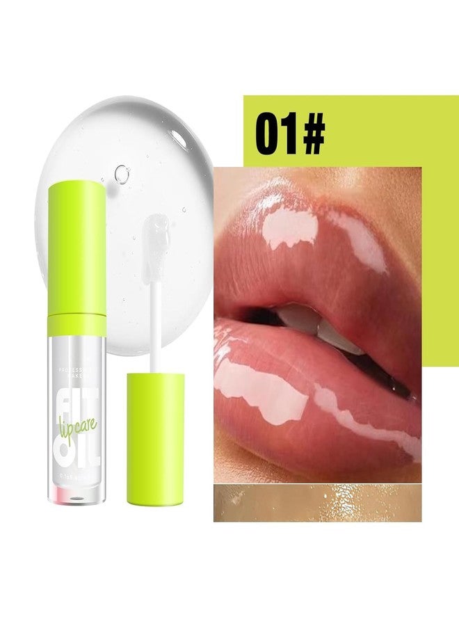 FYEBOO Hydrating Lip Oil, Big Brush Head Lip Glaze Shiny Transparent Lip Glow Oil, Nourishing & Non-sticky Long Lasting Fresh Clear Smooth Lip Care Plumping Lip Oil (# 01) - Image 2