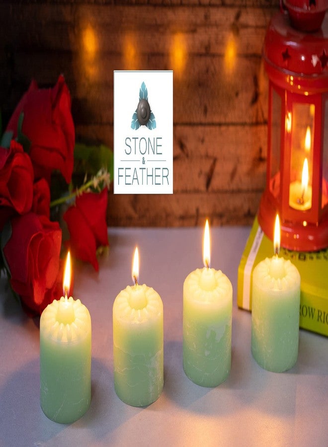 Stone & Feather® (SnF), Ocean Breeze Aromatic Pillar Candle (Paraffin Wax), Size 2x2 inches, Pack of 4, Burning Time 18-20 Hours, for Meditation, Home Decoration, Diwali - Image 1
