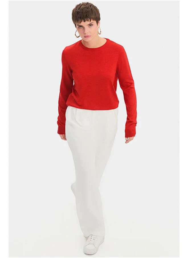 جون June Women Exclusive Crew Neck Viscose Blend Knitwear Sweater Tile