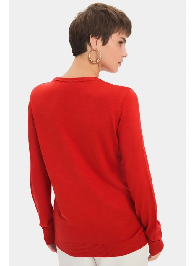 JUNE June Women Exclusive Crew Neck Viscose Blend Knitwear Sweater Tile