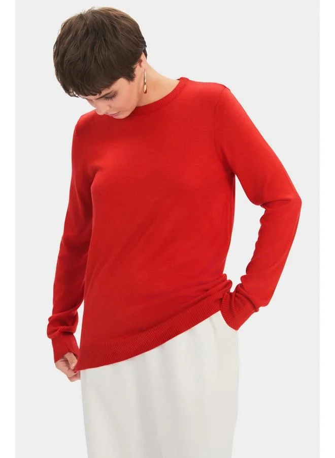 JUNE June Women Exclusive Crew Neck Viscose Blend Knitwear Sweater Tile
