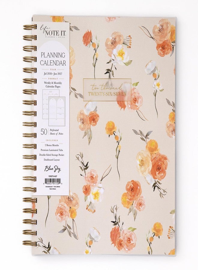 Blue Sky Life Note It 2026-2027 Academic Year Weekly and Monthly Planner, July 2026 - June 2027, 8.5” x 11”, Flexible Cover, Laminated Tabs, Wirebound, Storage Pocket, Hannah - Image 1