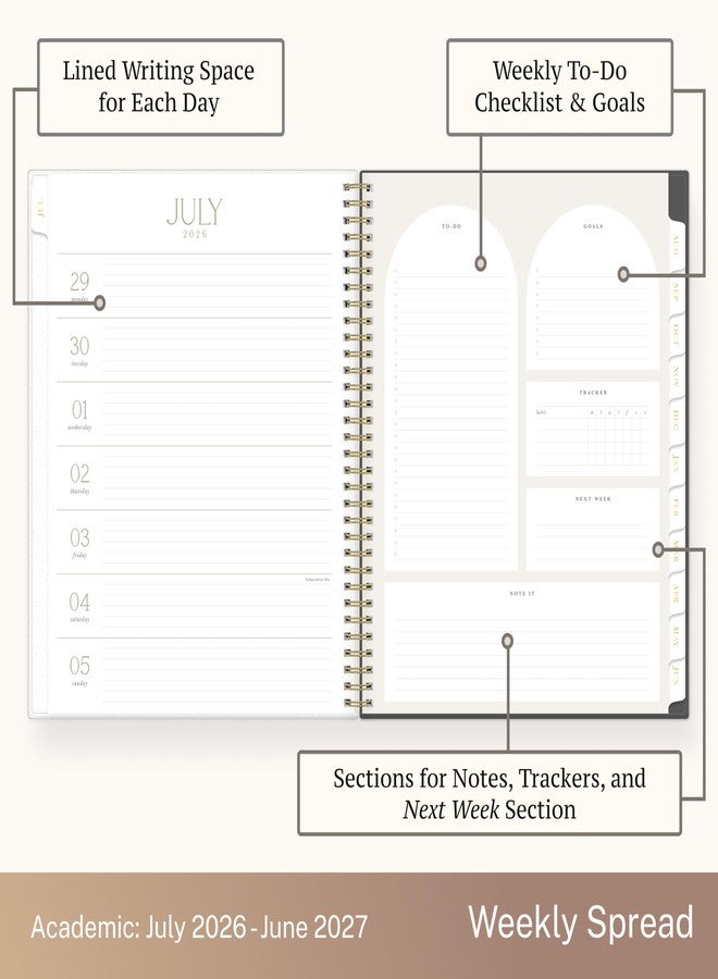 Blue Sky Life Note It 2026-2027 Academic Year Weekly and Monthly Planner, July 2026 - June 2027, 8.5” x 11”, Flexible Cover, Laminated Tabs, Wirebound, Storage Pocket, Hannah - Image 4