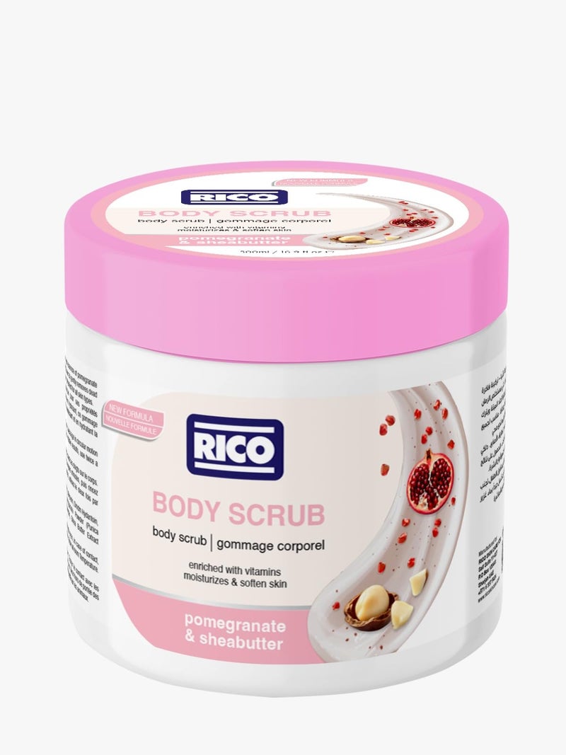 ريكو RICO Exfoliating Body Scrub For Men & Women, Pomegranate and Shea Butter, All Skin Types, 500ml - Image 1