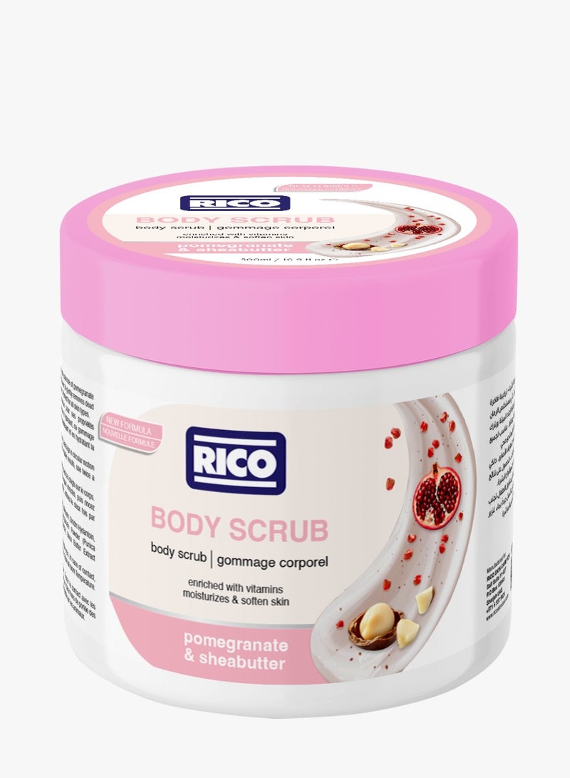 RICO Exfoliating Body Scrub For Men & Women, Pomegranate and Shea Butter, All Skin Types, 500ml - Image 1