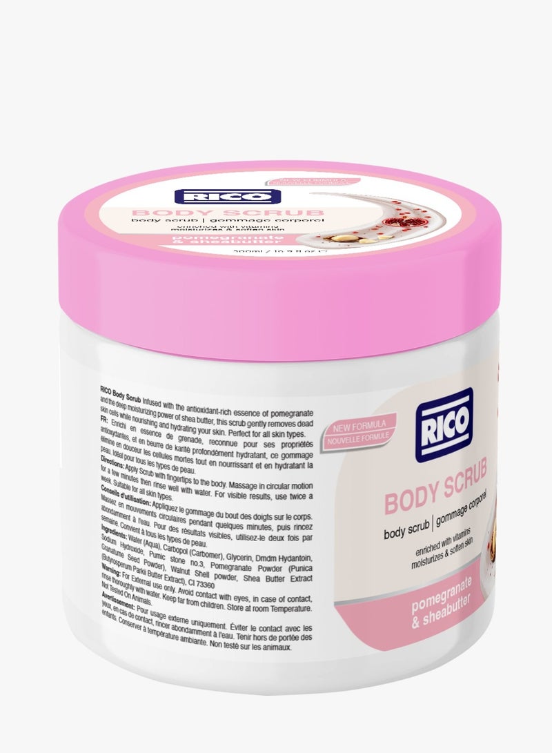 RICO Exfoliating Body Scrub For Men & Women, Pomegranate and Shea Butter, All Skin Types, 500ml - Image 2