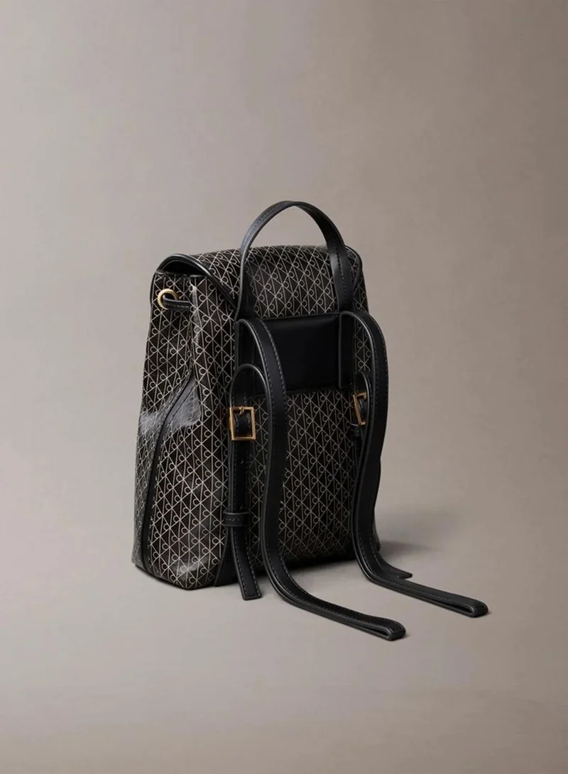 Calvin Klein BLACK AOP Allover Emblem Logo Mini Backpack for Women | Best Price UAE