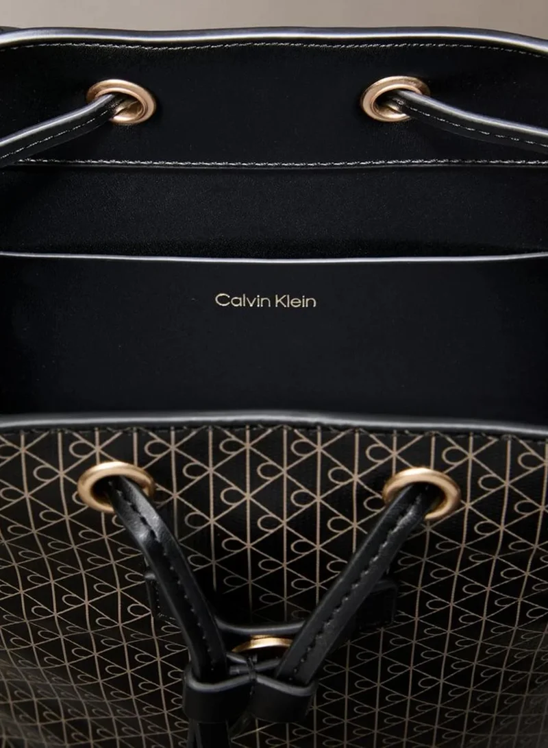 Calvin Klein BLACK AOP Allover Emblem Logo Mini Backpack for Women | Best Price UAE