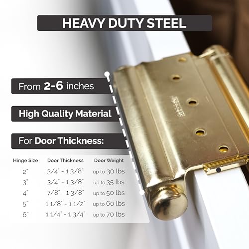 Hinge Outlet Adjustable Double Action Spring Hinge, Saloon, Swinging or Cafe Door Hinges – Highly Rust-Resistant, Self-Closing, Dual-Swing (6 Inch, Zinc) - Image 3