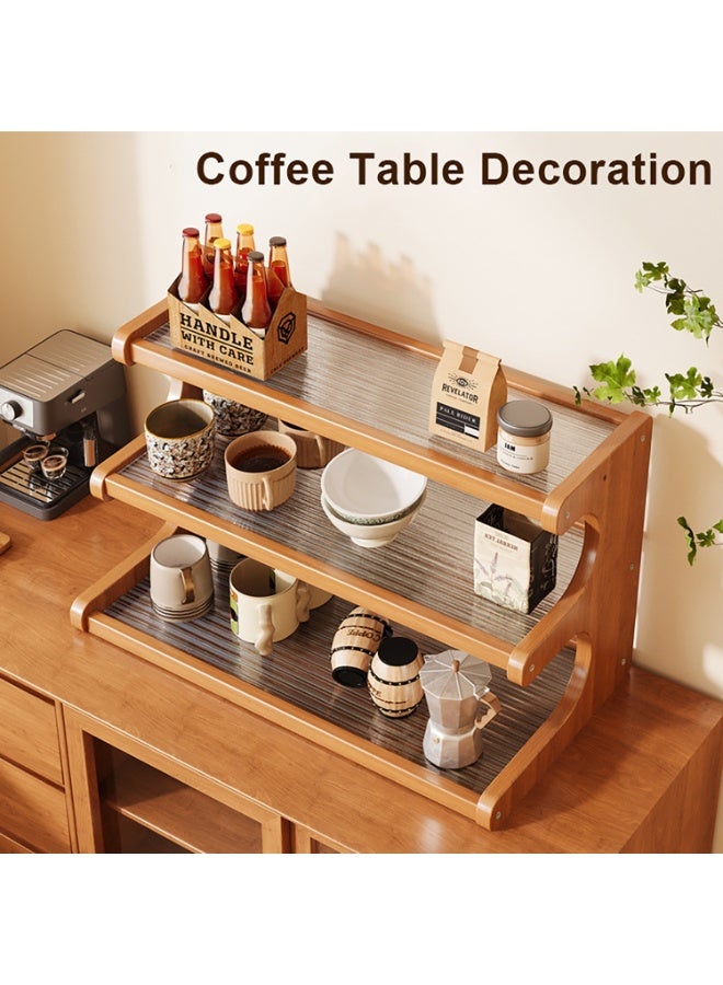 موثوقية التنبؤ رف تجفيف الأكواب بثلاث طبقات، رف تخزين متعدد الوظائف مصنوع من الخشب والأكريليك، رفوف أكواب القهوة سهلة التركيب والتنظيف، منظم سطح الحمام، للمنزل والحمام والمطبخ وكوب زجاجي وطعام للمطبخ والمنزل وبار القهوة - Image 4