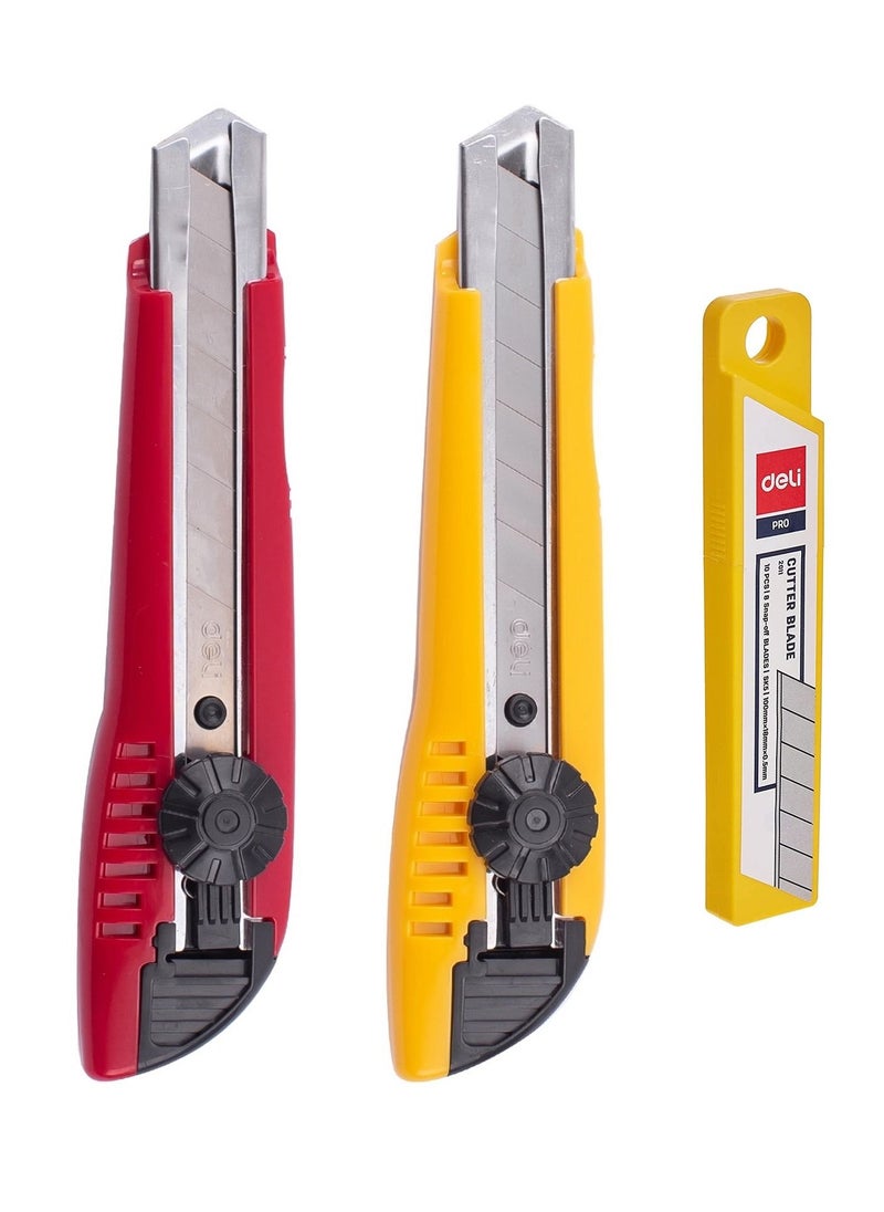 Deli 2-Piece Utility Cutter Knife With A Pack of Blades  - Image 1