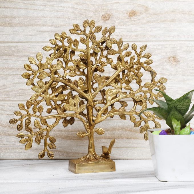 ARTVARKO Brass Tree of Life Sucess Birds Sitting on Trees Branch Traditional Decorative Kalpavriksha Vastu Fengshui Decor Showpieces for Home Office Gift 12 Inch