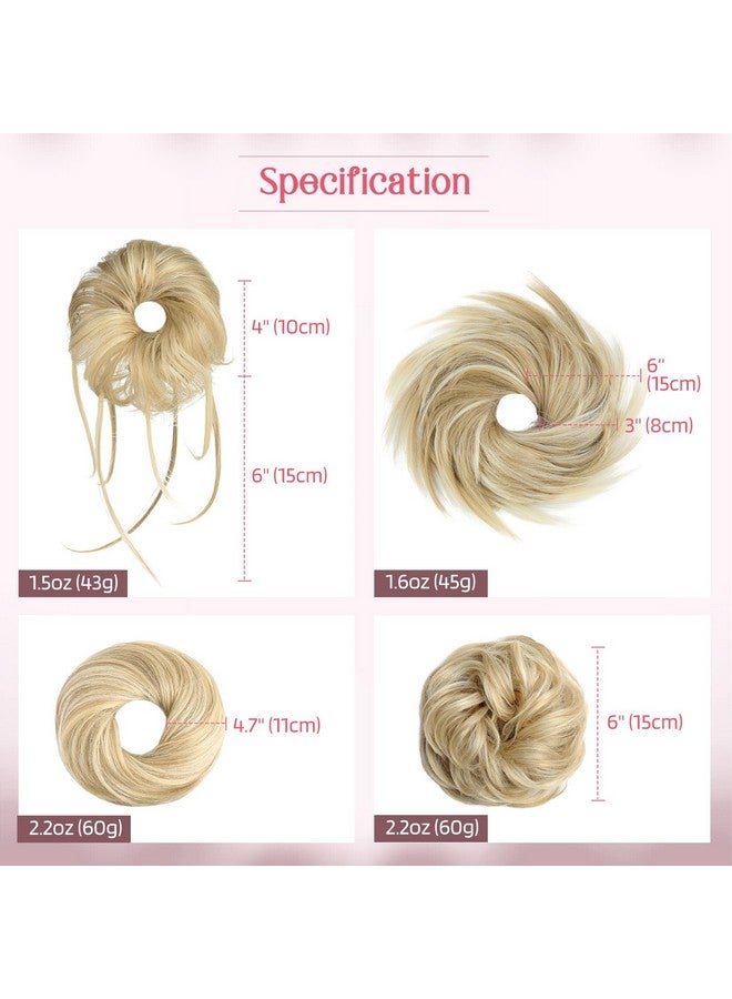 HOOJIH Messy Bun Hair Pieces, 4 Pieces Messy Bun Straight Bun Hair Pieces for Women Wavy Tousled Updo Short Ponytail Hair Extensions Hair Scrunchies Large Bun with Elastic Band - Silver Gray - Image 5
