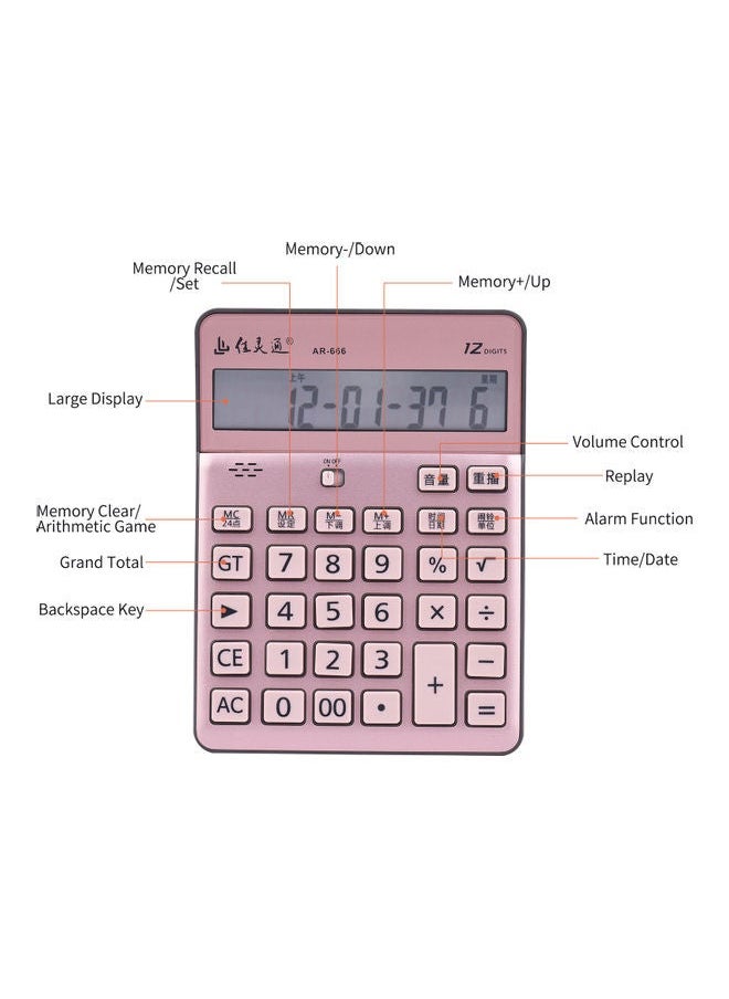 NIBEMINENT Electronic Calculator Pink  - Image 5
