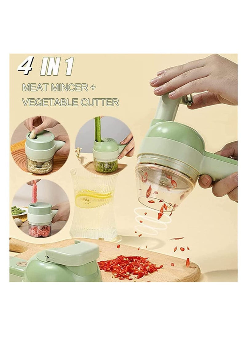 ELTRAZONE - 4 In 1 Handheld Electric Vegetable Cutter Set, Portable Mini Wireless Food Processor With Brush, Processor, Garlic Chopper for Pepper Chili Onion Celery Ginger Meat - Image 1