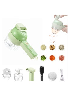 4 In 1 Handheld Electric Vegetable Cutter Set, Portable Mini Wireless Food Processor With Brush, Processor, Garlic Chopper for Pepper Chili Onion Celery Ginger Meat