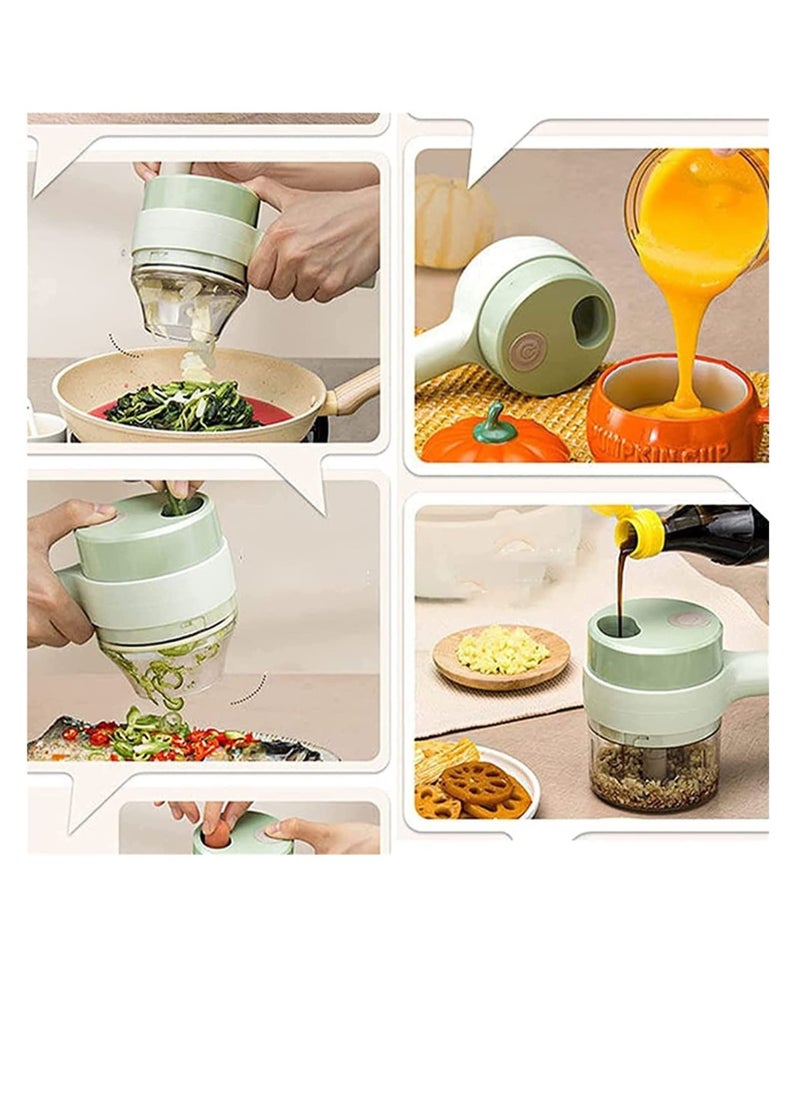 ELTRAZONE - 4 In 1 Handheld Electric Vegetable Cutter Set, Portable Mini Wireless Food Processor With Brush, Processor, Garlic Chopper for Pepper Chili Onion Celery Ginger Meat - Image 1