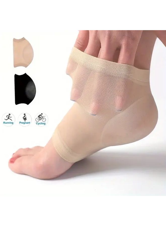 Light Beige Ankle Support Sleeves Breathable For Heel Protection Running Cycling Everyday Use - Image 1