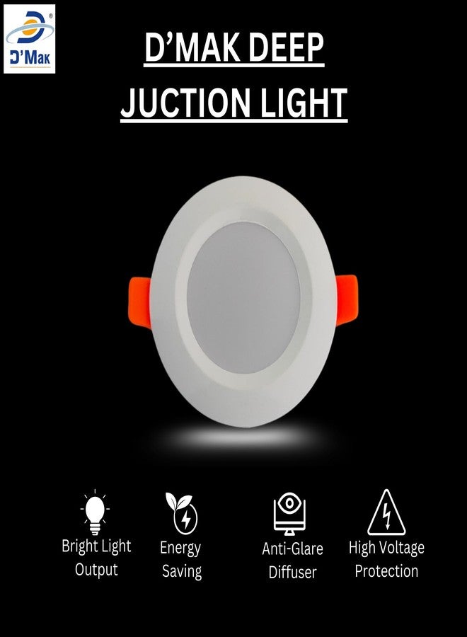 D'Mak DMak 4W LED Deep Junction Light -Round, Recessed Ceiling LED Light (Warm White, Pack of 8) - Image 4